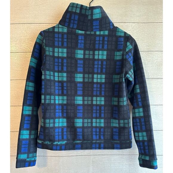 Dudley Stephens Plaid Park Slope Fleece Top Black Blue Green Mock Neck Small - Picture 9 of 12